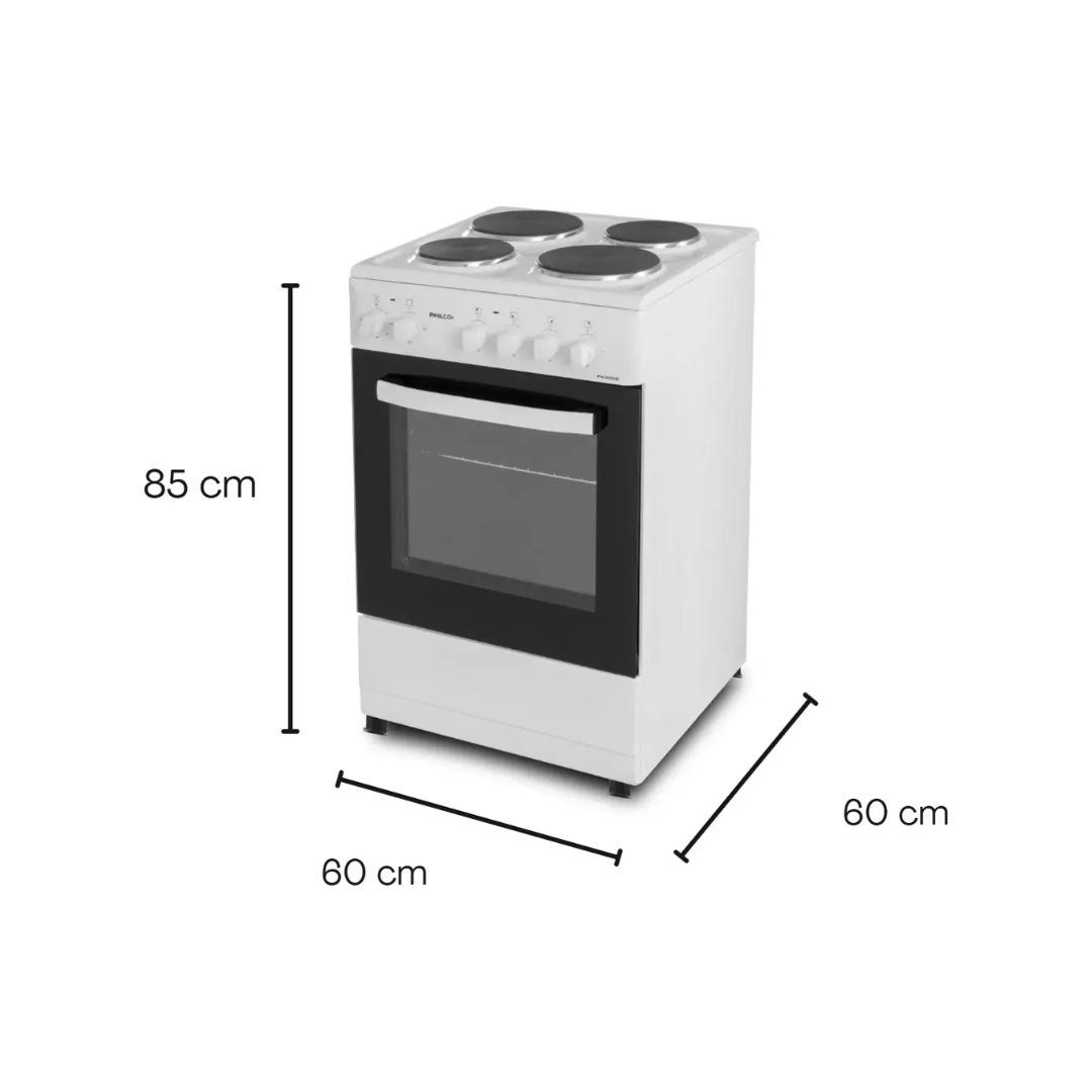 COCINA ELECTRICA PHILCO 4 HORNALLAS 60CM (BLANCA)