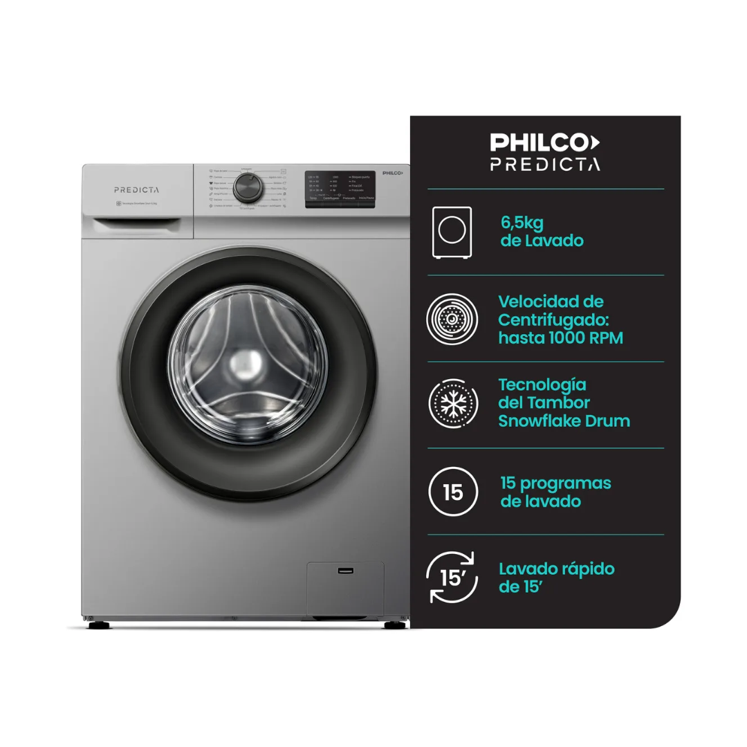 LAVARROPAS PHILCO PREDICTA 6.5KG GRIS