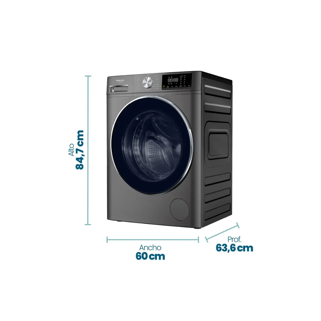 LAVASECARROPA PHILCO 12KG INVERTER GRIS 94PHLS128-2TN