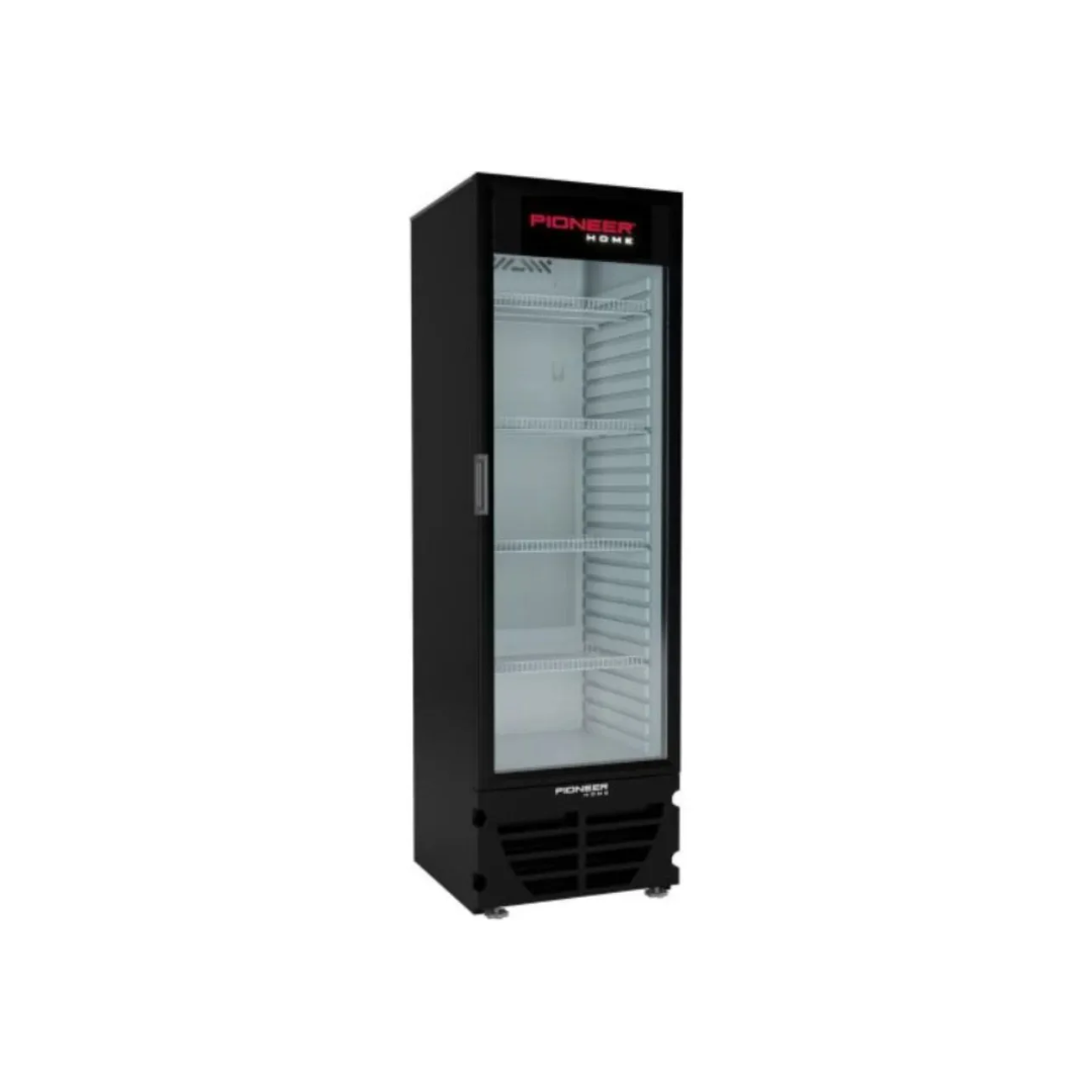 HELADERA EXHIBIDORA PIONEER HOME VERTICAL NEGRA 320LTS
